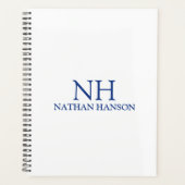 Einfache blaue Monogram modern Planer (Vorderseite)