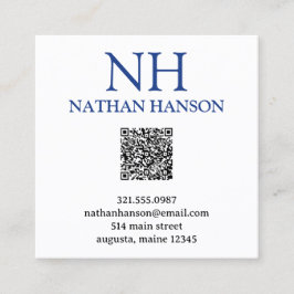 Einfache blaue Monogram modern Quadratische Visitenkarte