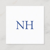 Einfache blaue Monogram modern Quadratische Visitenkarte (Rückseite)