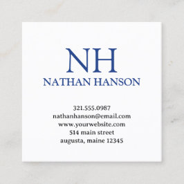 Einfache blaue Monogram modern Quadratische Visitenkarte