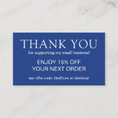 Einfache blaue Monogram modern Rabattkarte (Vorderseite)