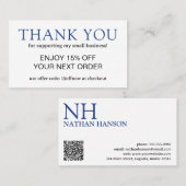 Einfache blaue Monogram modern Rabattkarte (Vorne/Hinten)