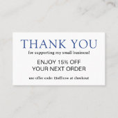 Einfache blaue Monogram modern Rabattkarte (Vorderseite)