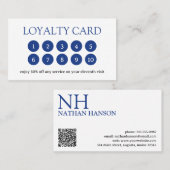 Einfache blaue Monogram modern Treuekarte (Vorne/Hinten)