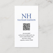 Einfache blaue Monogram modern Visitenkarte (Vorderseite)