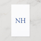 Einfache blaue Monogram modern Visitenkarte (Rückseite)