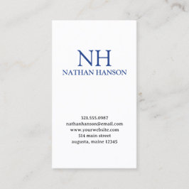 Einfache blaue Monogram modern Visitenkarte