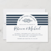 Einfache blaue Nautik verbindet die Knotenhochzeit Einladung (Vorderseite)