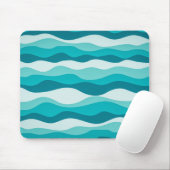 Einfache Blaue Ozeane wellen Abstraktes Muster | Mousepad (Mit Mouse)