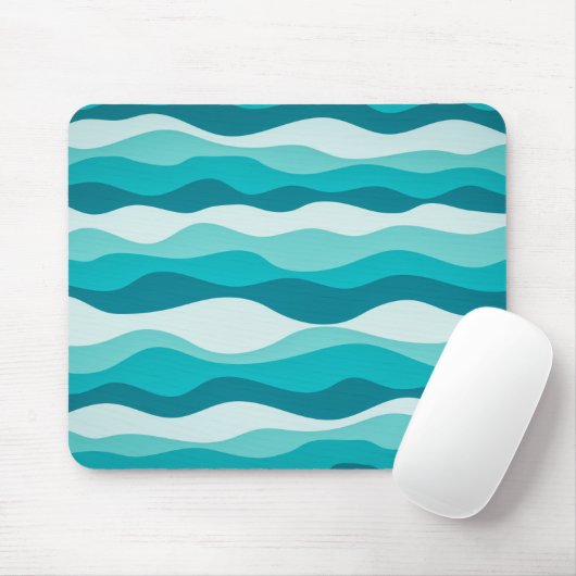 Einfache Blaue Ozeane wellen Abstraktes Muster | Mousepad (Mit Mouse)