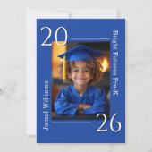 Einfache blaue Pre-K 2-Photo-Abschlussfeier Ankündigung (Vorderseite)