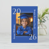 Einfache blaue Pre-K 2-Photo-Abschlussfeier Ankündigung (Stehend Vorderseite)