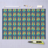 Einfache blaue Retro-Weihnachtskiefer Muster Seidenpapier (Handwerk)