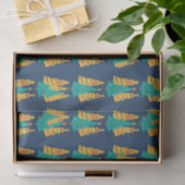 Einfache blaue Retro-Weihnachtskiefer Muster Seidenpapier (Geschenk)