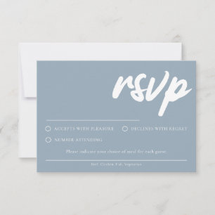 Einfache, blaue RSVP-Karte mit Wahlmöglichkeit Einladung