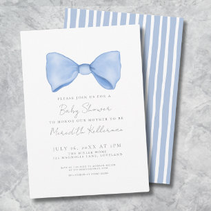 Einfache blaue Schleife Baby Shower Einladung