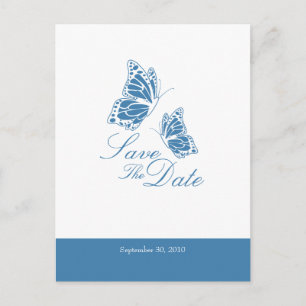 Einfache blaue Schmetterlinge Save the Date Hochze Ankündigungspostkarte