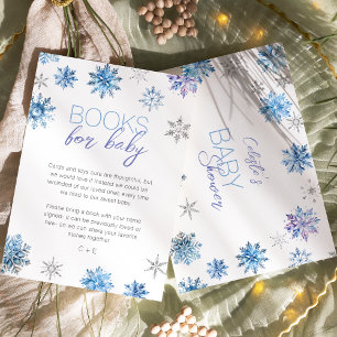 Einfache Blaue Schneeflocken-Baby-Shower-Buch-Anfr Begleitkarte