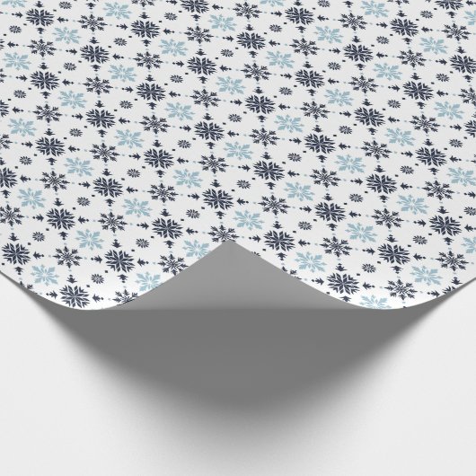 Einfache blaue Schneeflocken-Muster Geschenkpapier (Ecke)