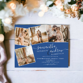 Einfache blaue Schrift 5 Fotos Budget Hochzeit
