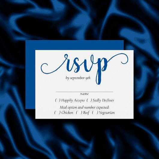 Einfache blaue Schrift | Cerulean Azure Entree Cho RSVP Karte