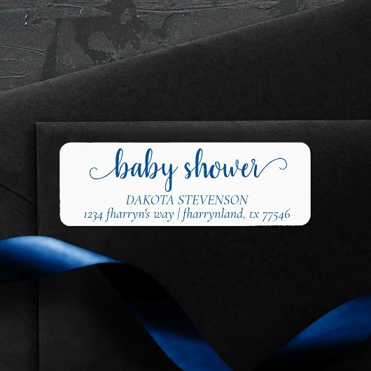 Einfache blaue Schrift | Cerulean Baby Showadresse
