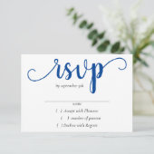 Einfache blaue Schrift | Cerulean Classic Blüh RSVP Karte (Stehend Vorderseite)