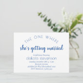 Einfache blaue Schrift | Eine, wo sie Verheiratet Einladung (Stehend Vorderseite)