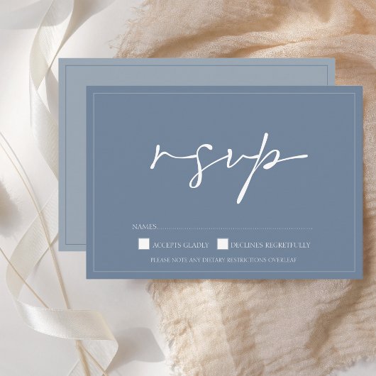 Einfache, blaue Script-Wedding-RSVP-Karte RSVP Karte