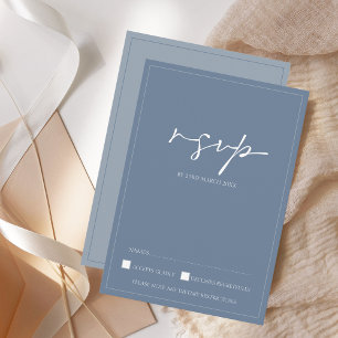 Einfache, blaue Script-Wedding-RSVP-Karte RSVP Karte