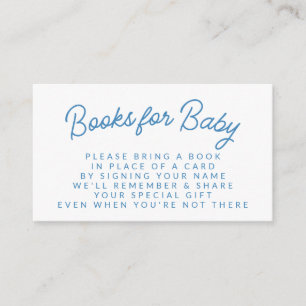 Einfache Blaue Spielerei Buchanfrage Baby Shower Begleitkarte