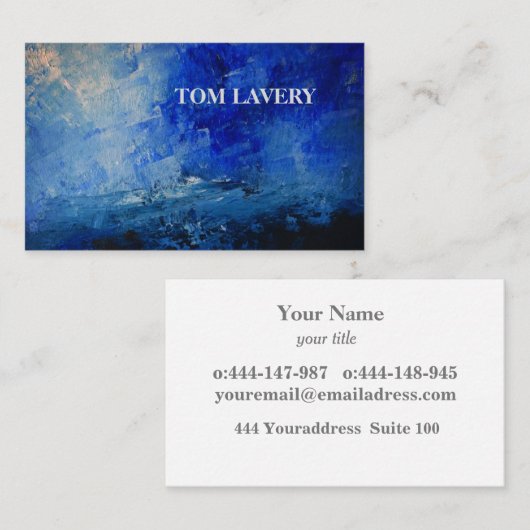 Einfache, blaue, stilvolle künstlerische Visitenka Visitenkarte (Vorne/Hinten)
