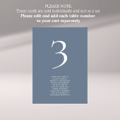 Einfache, blaue Tischnummer Sitzkarte