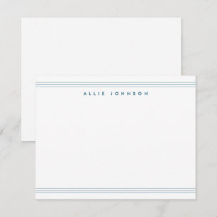 Einfache blaue Triple Line Zweier-Border-Name Mitteilungskarte