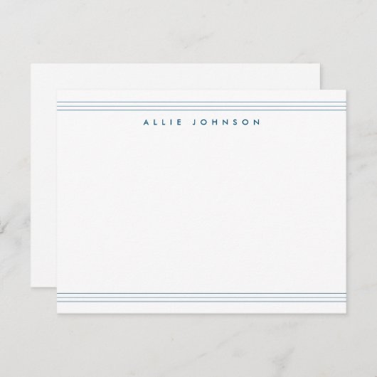 Einfache blaue Triple Line Zweier-Border-Name Mitteilungskarte (Vorne/Hinten)