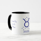 Einfache blaue Typografie Stier Sternzeichen Kaffe Tasse (Vorderseite Links)