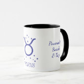 Einfache blaue Typografie Stier Sternzeichen Kaffe Tasse (VorderseiteRechts)