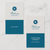 Einfache blaue u. Sahnemonogramm-Visitenkarten Visitenkarte (Vorne/Hinten)