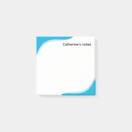 Einfache blaue und schwarze anpassbare Wellen Post-it Klebezettel (Vorderseite)