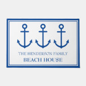 Einfache blaue und weiße Anker Fußmatte (Vorderseite)