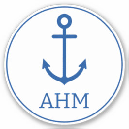 Einfache blaue und weiße Ankermonogramm Aufkleber
