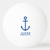 Einfache blaue und weiße Ankermonogramm Tischtennisball (Vorderseite)
