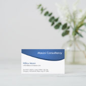 Einfache blaue und weiße geschwungene Visitenkarte (Stehend Vorderseite)