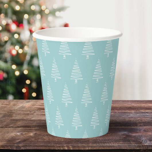 Einfache blaue und weiße Kiefernmuster Pappbecher