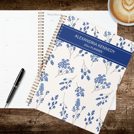 Einfache blaue und weiße Landblume Planer
