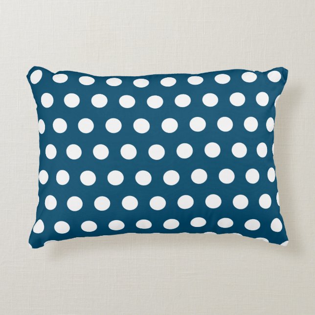 Einfache blaue und weiße Polka Dot Dekokissen (Vorderseite)