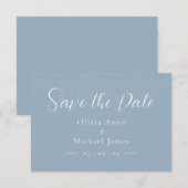 Einfache blaue und weiße Skript-Hochzeit 'Termin v Save The Date (Vorne/Hinten)