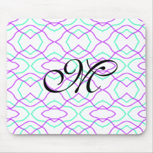 Einfache blaue violette Aquarell-Linien wellig mit Mousepad