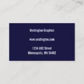 Einfache blaue Visitenkarten für Navy Visitenkarte (Rückseite)