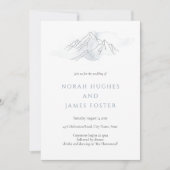 Einfache Blaue Wasserfarbe Bergwelt Hochzeit Einladung (Vorderseite)